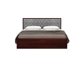 MoonWooden Solid Sheesham Wood King Size Bed with Storage | Wooden Double Bed Cot Bed with Box Storage & Upholstered Cushioned Headboard for Bedroom | Rosewood, Walnut Finish